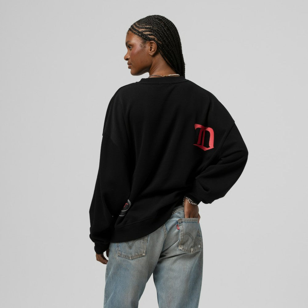 Detroit Red Wings Mitchell & Ness Women's Vintage Crewneck Sweatshirt - Black | US 203398446