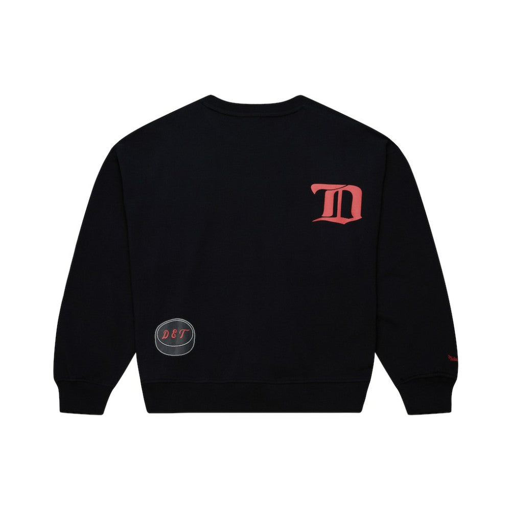 Detroit Red Wings Mitchell & Ness Women's Vintage Crewneck Sweatshirt - Black | US 203398446