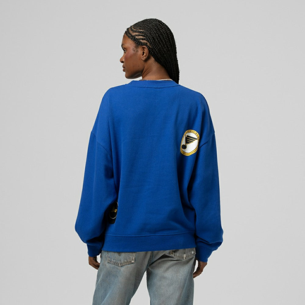 St. Louis Blues Mitchell & Ness Women's Vintage Crewneck Sweatshirt - Blue | US 203398447