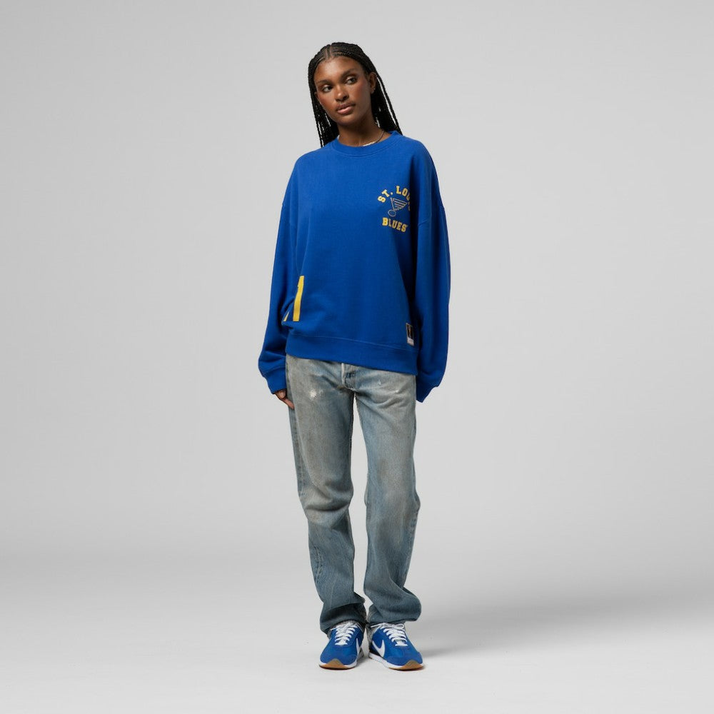 St. Louis Blues Mitchell & Ness Women's Vintage Crewneck Sweatshirt - Blue | US 203398447