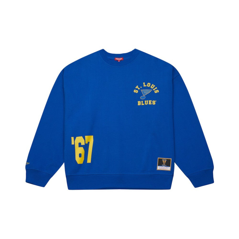 St. Louis Blues Mitchell & Ness Women's Vintage Crewneck Sweatshirt - Blue | US 203398447