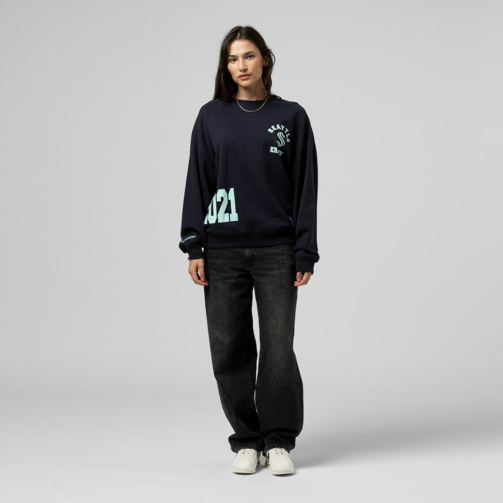 Seattle Kraken Mitchell & Ness Women's Vintage Crewneck Sweatshirt - Deep Sea Blue | US 203398448