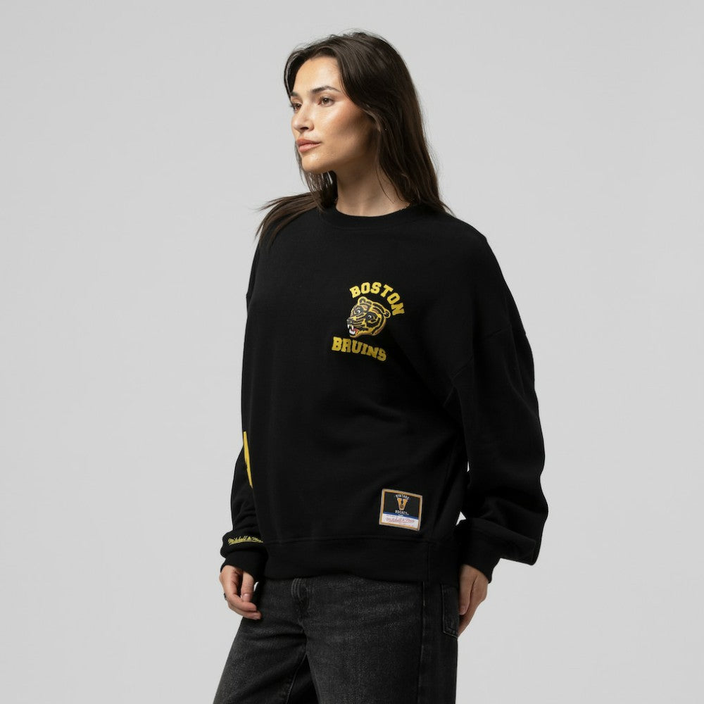 Boston Bruins Mitchell & Ness Women's Vintage Crewneck Sweatshirt - Black | US 203398449