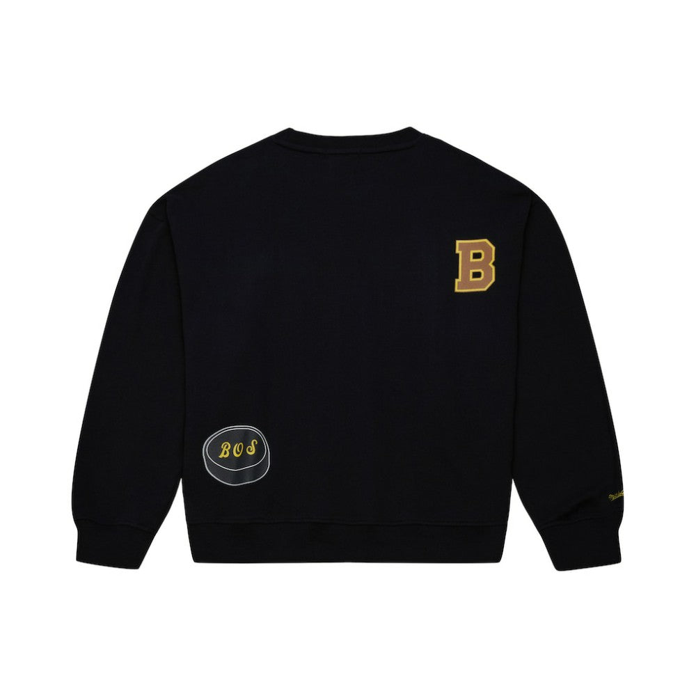 Boston Bruins Mitchell & Ness Women's Vintage Crewneck Sweatshirt - Black | US 203398449