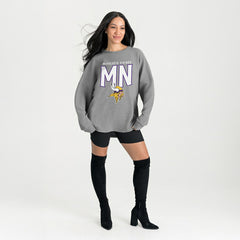 Minnesota Vikings Gameday Couture Women's Oversized Pure Motion Corded Sweatshirt - Gray Sweatshirts