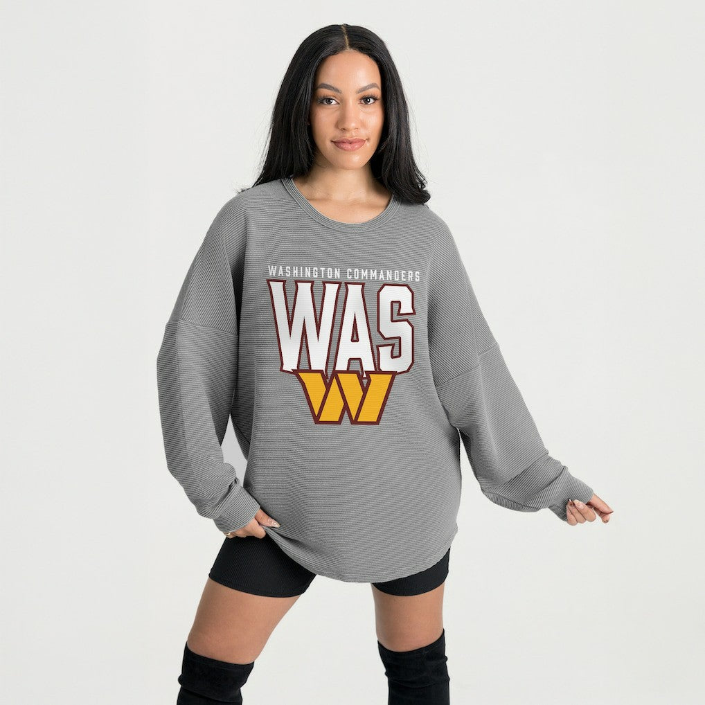 Washington Commanders Gameday Couture Women's Oversized Pure Motion Corded Sweatshirt - Gray Sweatshirts