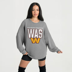 Washington Commanders Gameday Couture Women's Oversized Pure Motion Corded Sweatshirt - Gray Sweatshirts