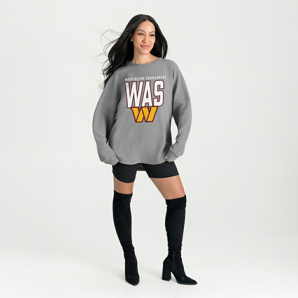 Washington Commanders Gameday Couture Women's Oversized Pure Motion Corded Sweatshirt - Gray Sweatshirts