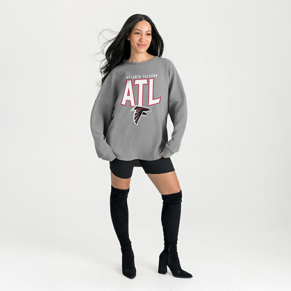 Atlanta Falcons Gameday Couture Women's Oversized Pure Motion Corded Sweatshirt - Gray Sweatshirts