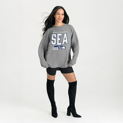 Seattle Seahawks Gameday Couture Women's Oversized Pure Motion Corded Sweatshirt - Gray Sweatshirts