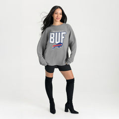 Buffalo Bills Gameday Couture Women's Oversized Pure Motion Corded Sweatshirt - Gray Sweatshirts