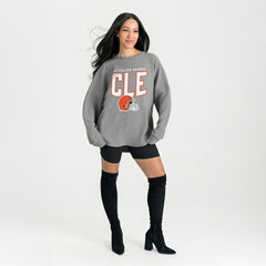 Cleveland Browns Gameday Couture Women's Oversized Pure Motion Corded Sweatshirt - Gray Sweatshirts