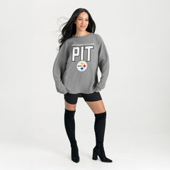 Pittsburgh Steelers Gameday Couture Women's Oversized Pure Motion Corded Sweatshirt - Gray Sweatshirts