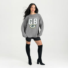 Green Bay Packers Gameday Couture Women's Oversized Pure Motion Corded Sweatshirt - Gray Sweatshirts