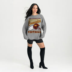 Washington Commanders Gameday Couture Women's Oversized Sweet Victory Corded Sweatshirt - Gray Sweatshirts