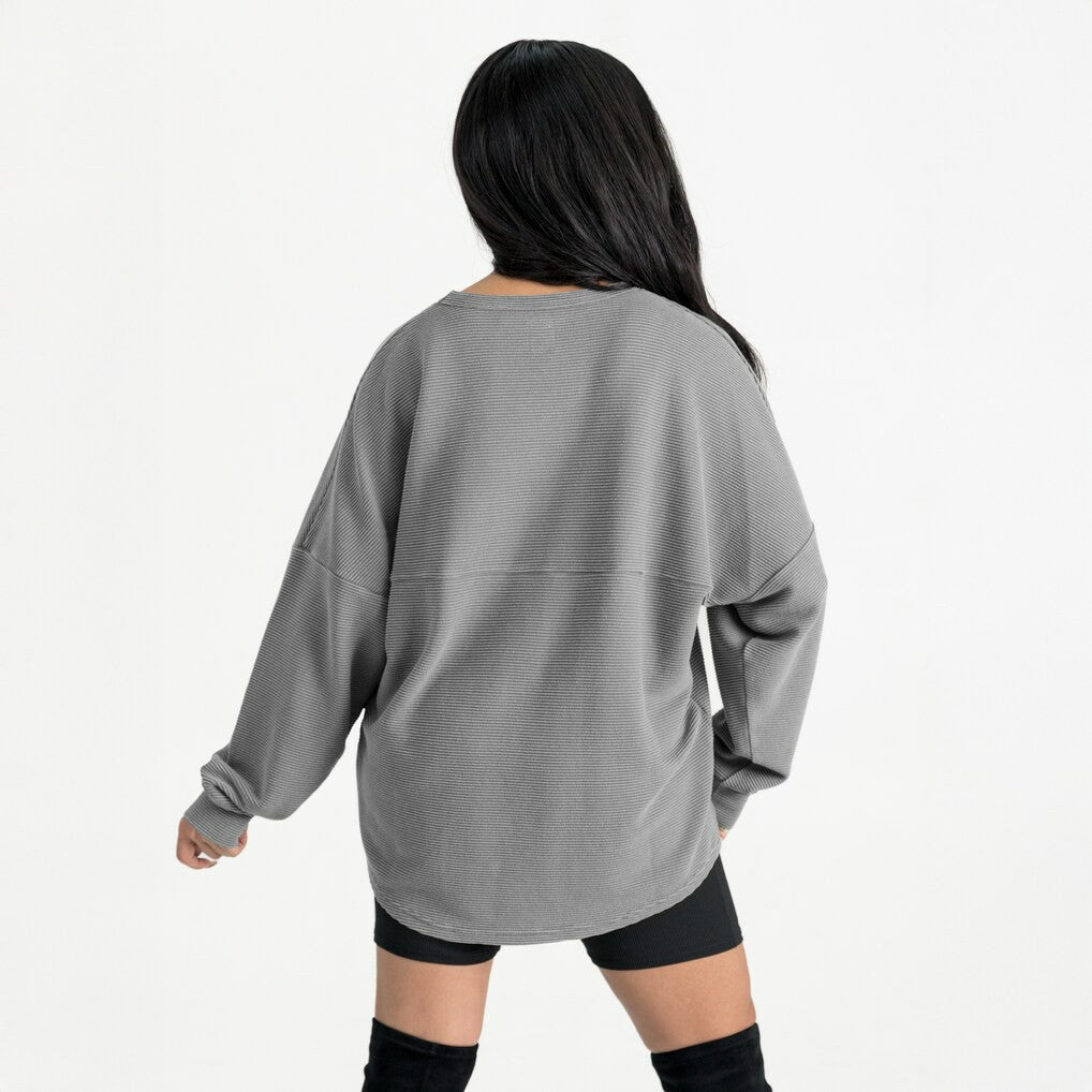 Jacksonville Jaguars Gameday Couture Women's Oversized Sweet Victory Corded Sweatshirt - Gray Sweatshirts