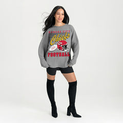 Kansas City Chiefs Gameday Couture Women's Oversized Sweet Victory Corded Sweatshirt - Gray Sweatshirts