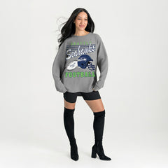 Seattle Seahawks Gameday Couture Women's Oversized Sweet Victory Corded Sweatshirt - Gray Sweatshirts