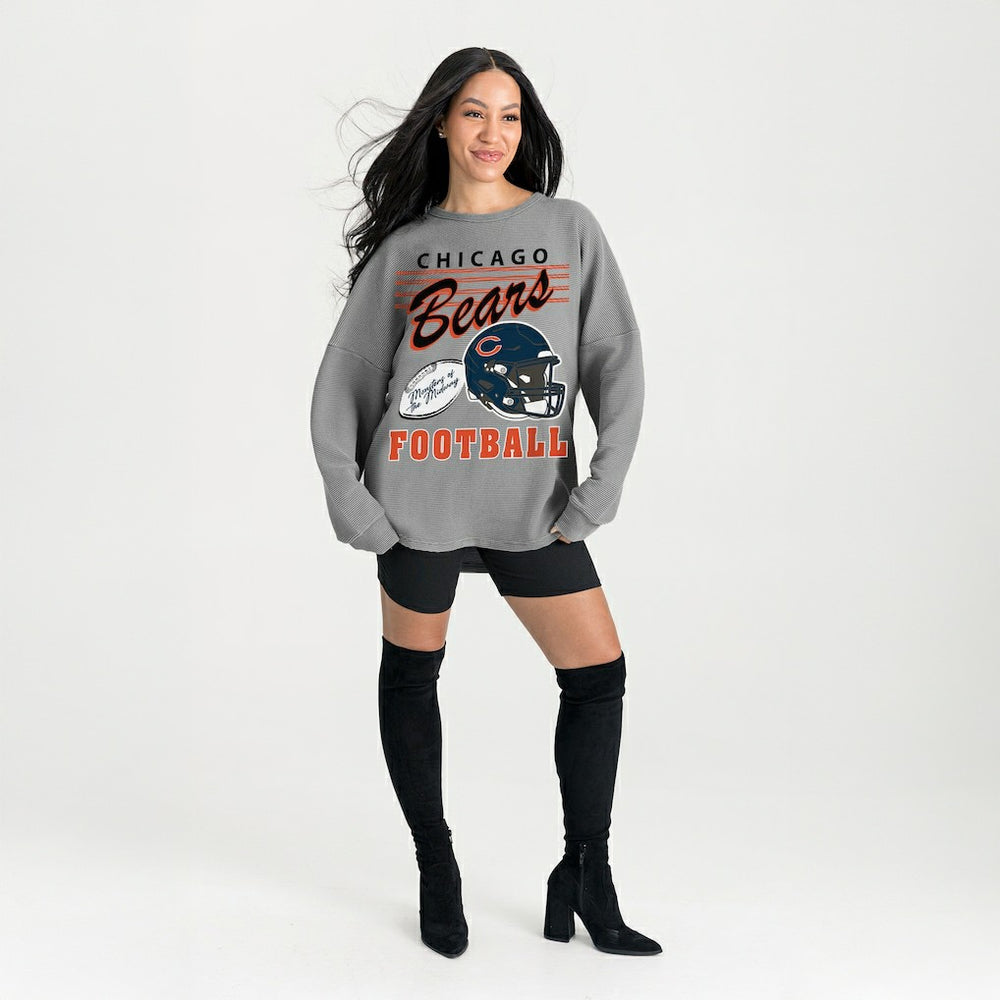 Chicago Bears Gameday Couture Women's Oversized Sweet Victory Corded Sweatshirt - Gray Sweatshirts