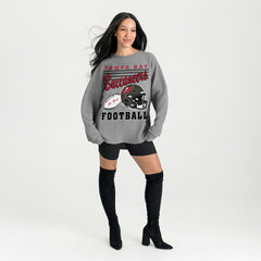 Tampa Bay Buccaneers Gameday Couture Women's Oversized Sweet Victory Corded Sweatshirt - Gray Sweatshirts