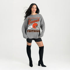 Cleveland Browns Gameday Couture Women's Oversized Sweet Victory Corded Sweatshirt - Gray Sweatshirts