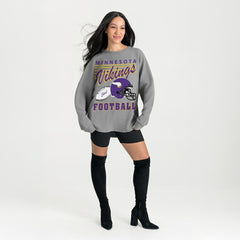 Minnesota Vikings Gameday Couture Women's Oversized Sweet Victory Corded Sweatshirt - Gray Sweatshirts
