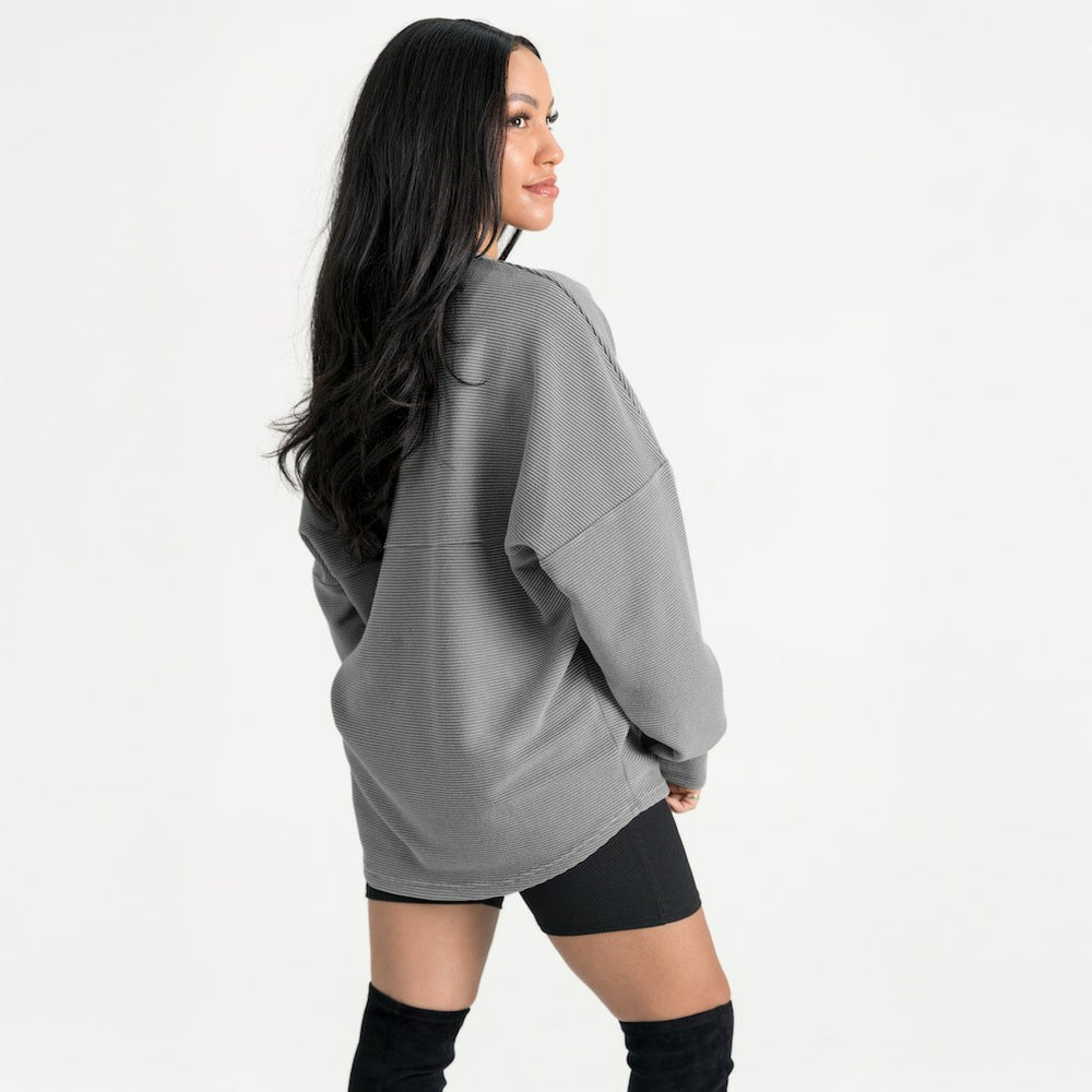 Baltimore Ravens Gameday Couture Women's Oversized Sweet Victory Corded Sweatshirt - Gray Sweatshirts