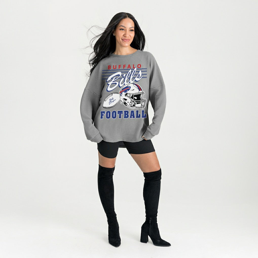 Buffalo Bills Gameday Couture Women's Oversized Sweet Victory Corded Sweatshirt - Gray Sweatshirts