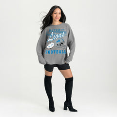 Detroit Lions Gameday Couture Women's Oversized Sweet Victory Corded Sweatshirt - Gray Sweatshirts
