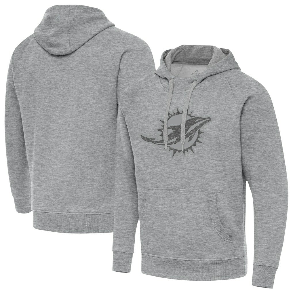 Miami Dolphins Antigua Victory Hoodie - Heather Gray Hoodies