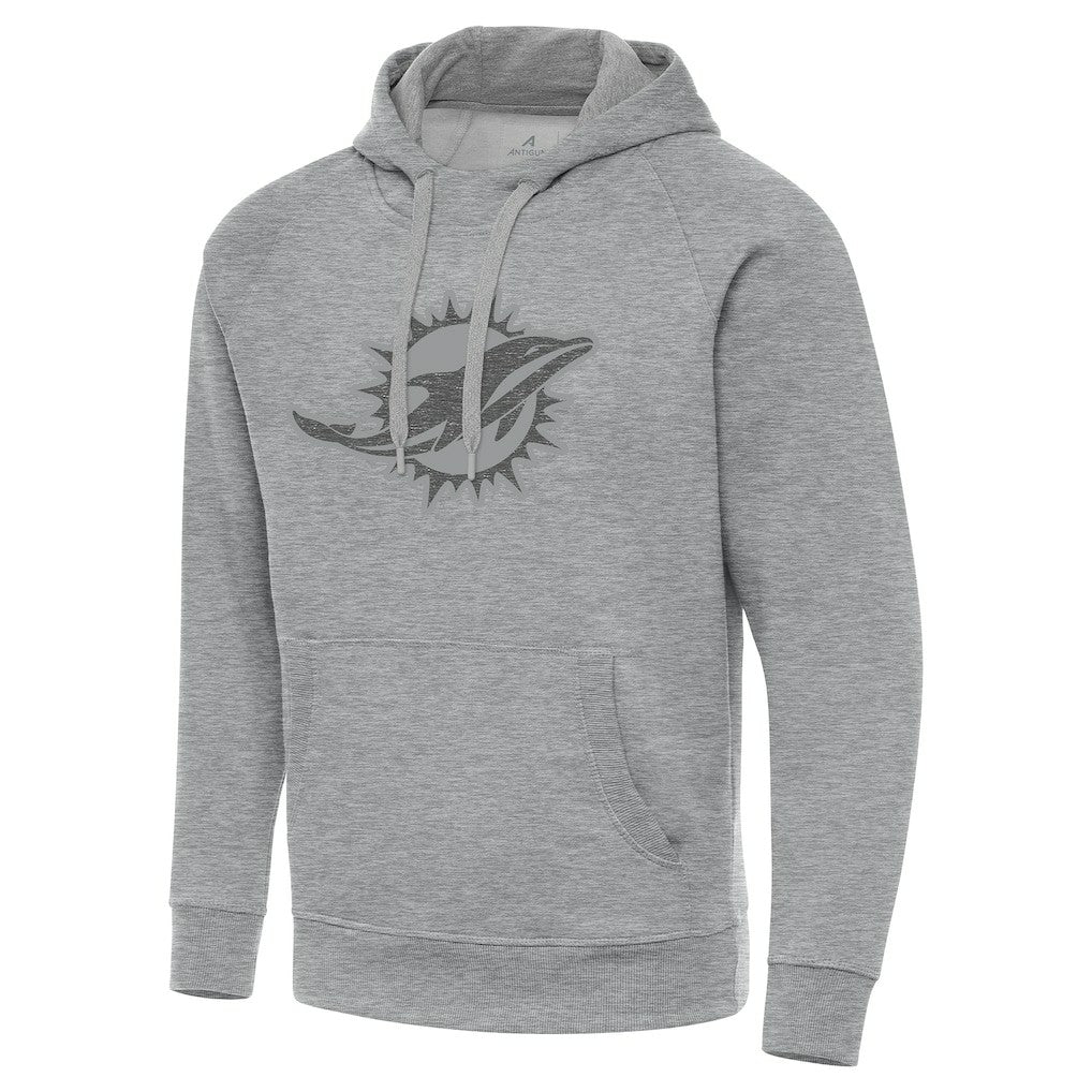 Miami Dolphins Antigua Victory Hoodie - Heather Gray Hoodies