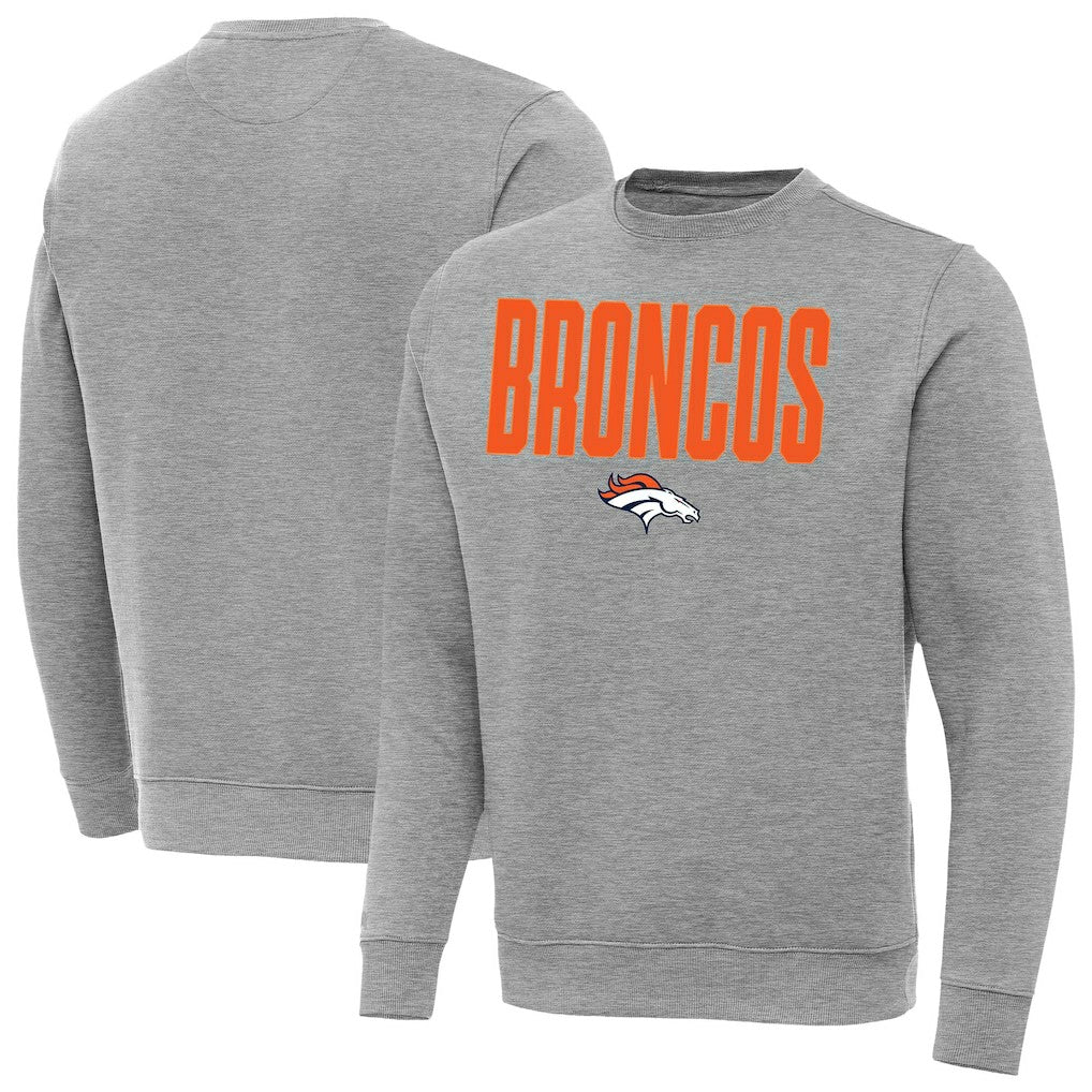 Denver Broncos Antigua Victory Sweatshirt - Heather Gray Sweatshirts