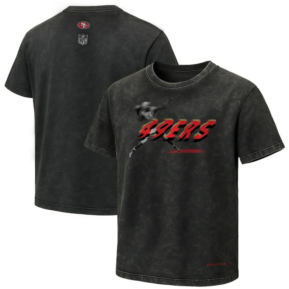 San Francisco 49ers EQUIHUA Retro T-Shirt - Black T-shirts