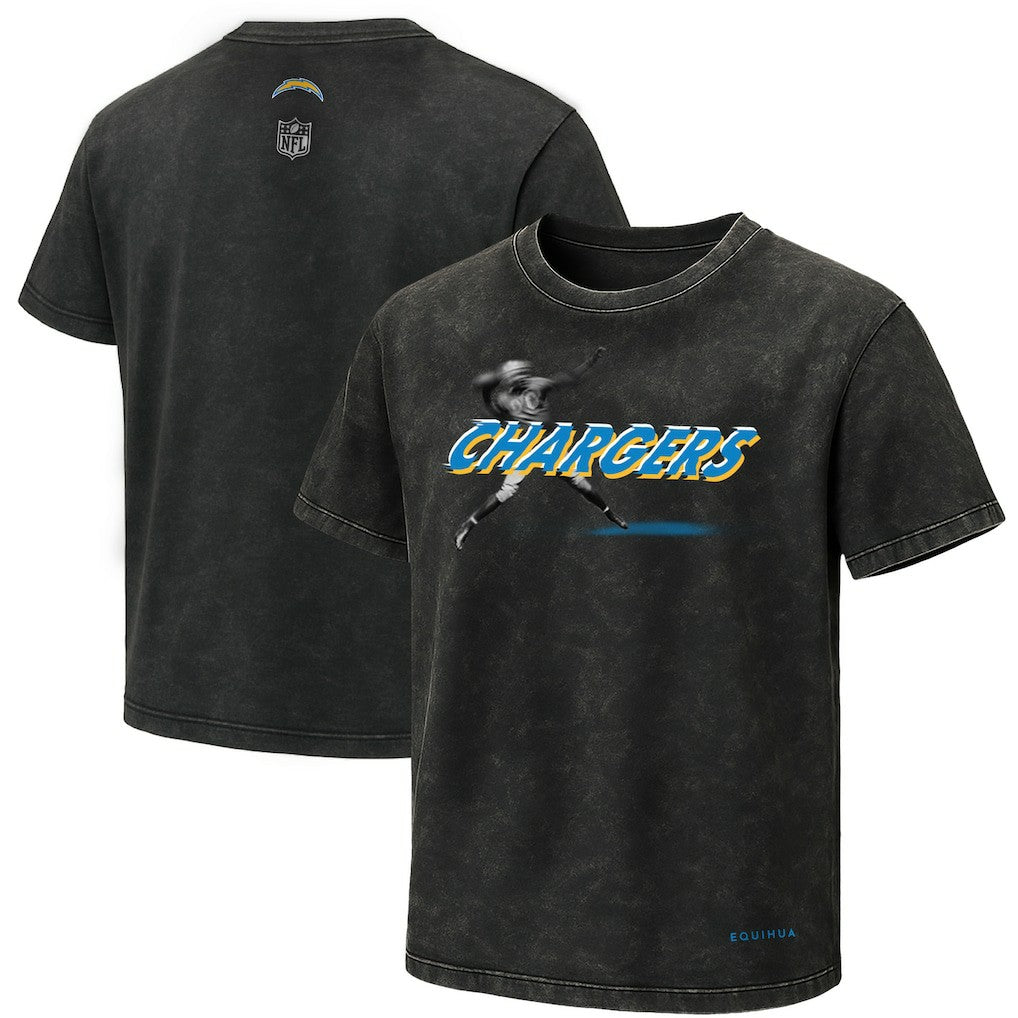 Los Angeles Chargers EQUIHUA Retro T-Shirt - Black T-shirts