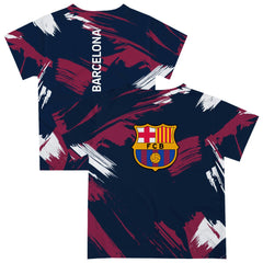 Barcelona Vive La Fete Youth Paint Brush T-Shirt Navy