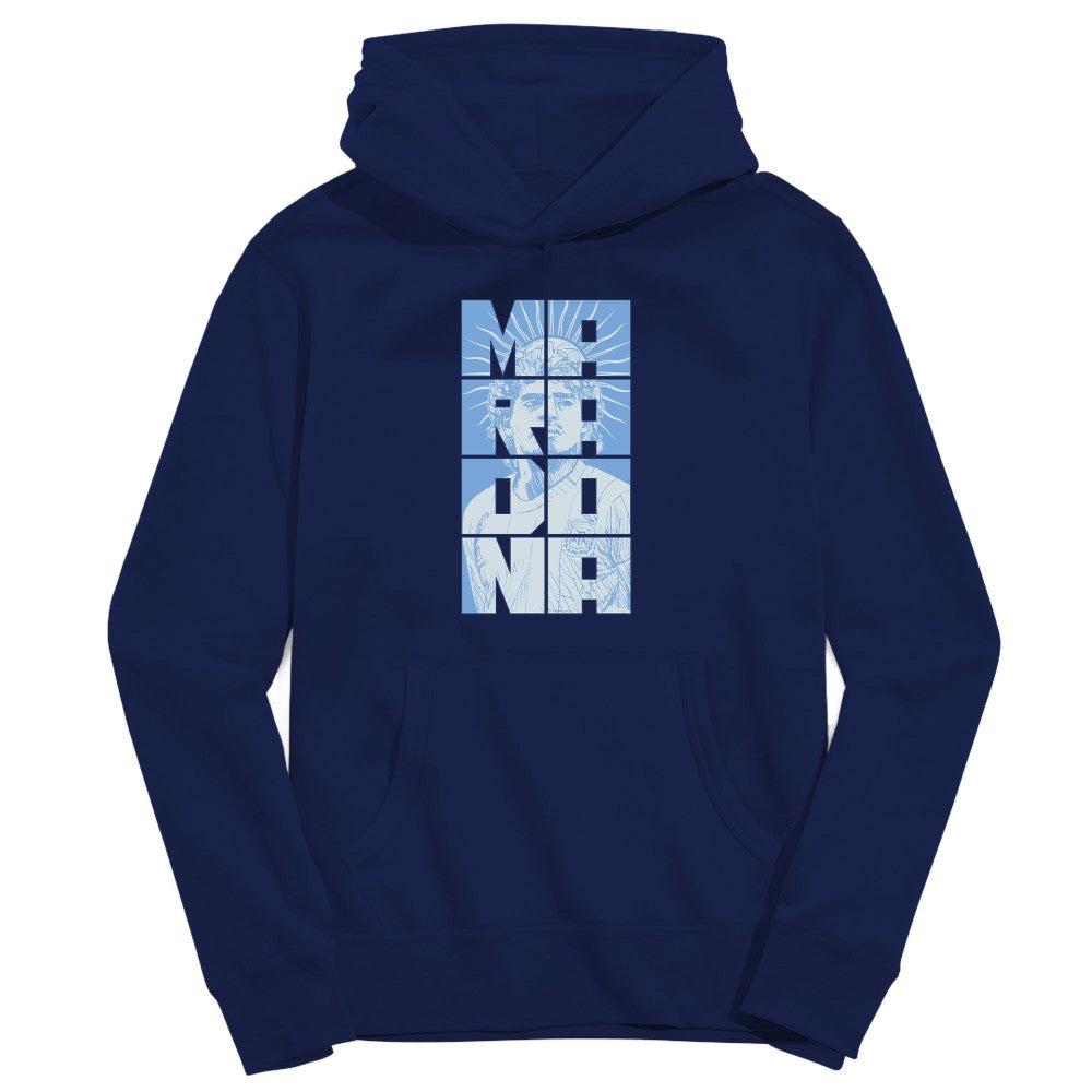 Diego Maradona Argentina National Team Vive La Fete Youth Portrait Pullover Hoodie Navy