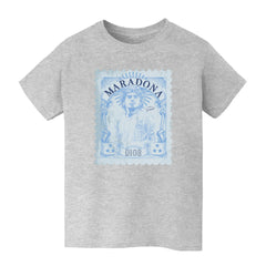 Diego Maradona Argentina National Team Vive La Fete Youth Vintage Stamp T-Shirt Gray