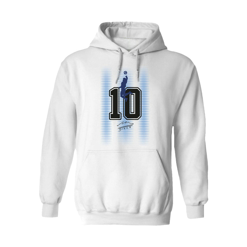 Diego Maradona Argentina National Team Vive La Fete Number & Signature Hoodie White