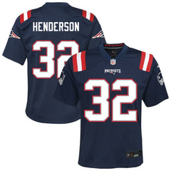 TreVeyon Henderson New England Patriots Youth Team Game Jersey - Navy Jerseys