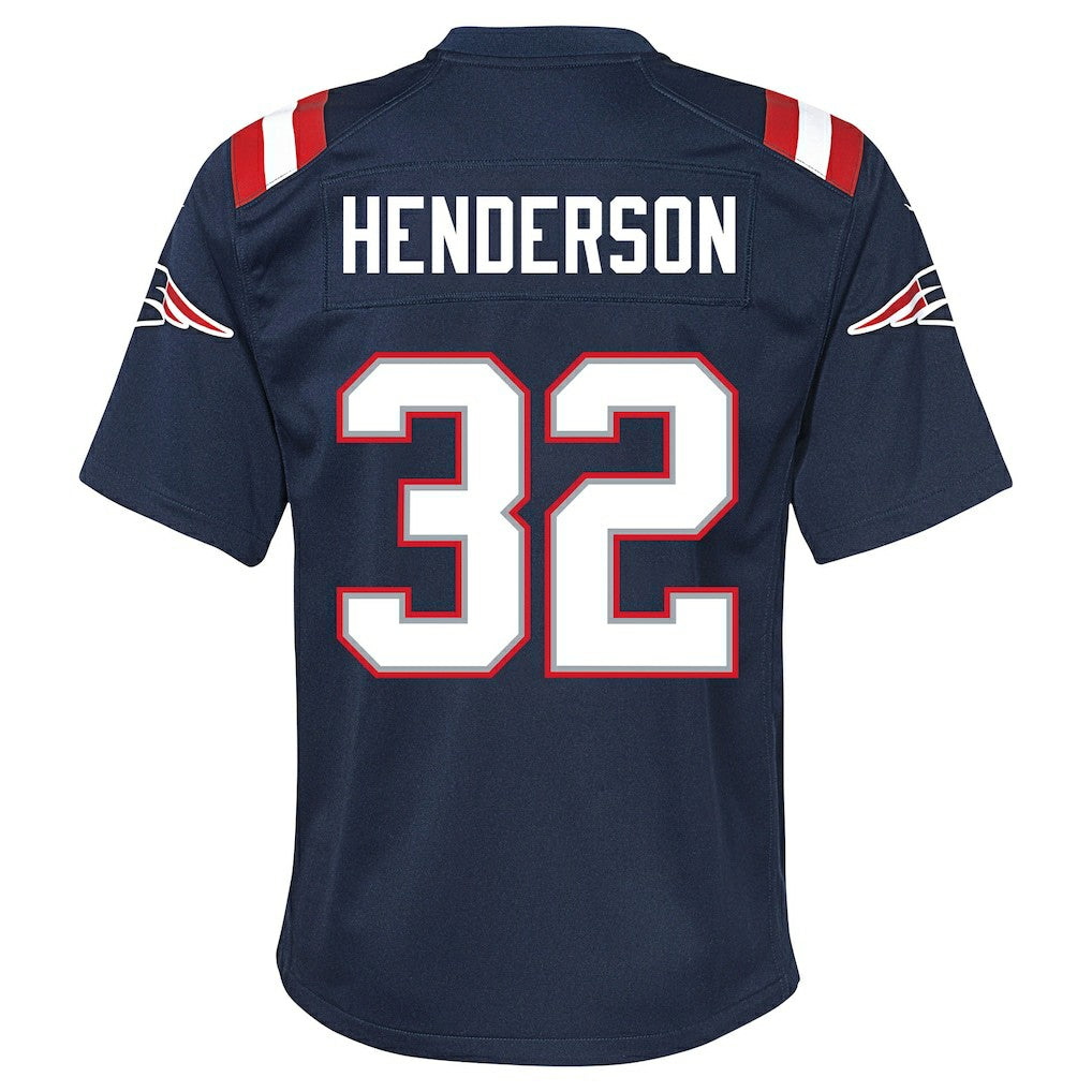 TreVeyon Henderson New England Patriots Youth Team Game Jersey - Navy Jerseys