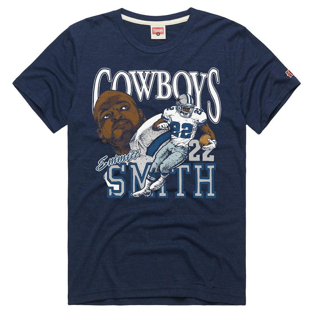 Emmitt Smith Dallas Cowboys Homage Unisex Retired Player Classic Caricature T-Shirt - Navy T-shirts