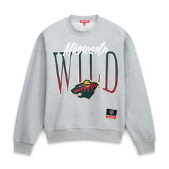 Minnesota Wild Mitchell & Ness Women's Hockey Night Sweatshirt - Heather Gray | US 203403306