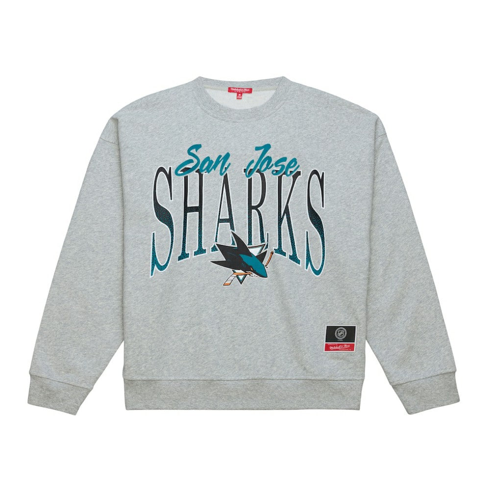 San Jose Sharks Mitchell & Ness Women's Hockey Night Sweatshirt - Heather Gray | US 203403311