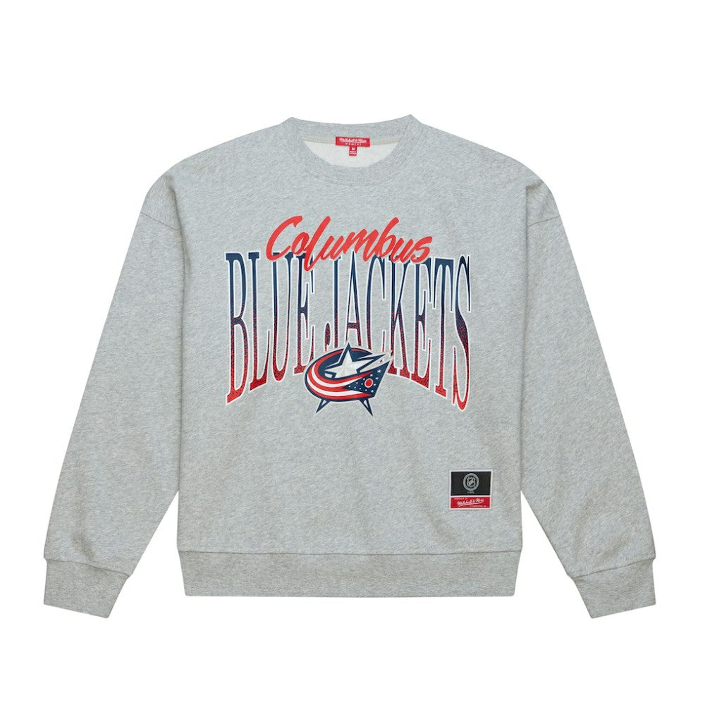 Columbus Blue Jackets Mitchell & Ness Women's Hockey Night Sweatshirt - Heather Gray | US 203403323