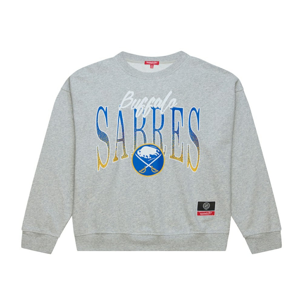 Buffalo Sabres Mitchell & Ness Women's Hockey Night Sweatshirt - Heather Gray | US 203403324