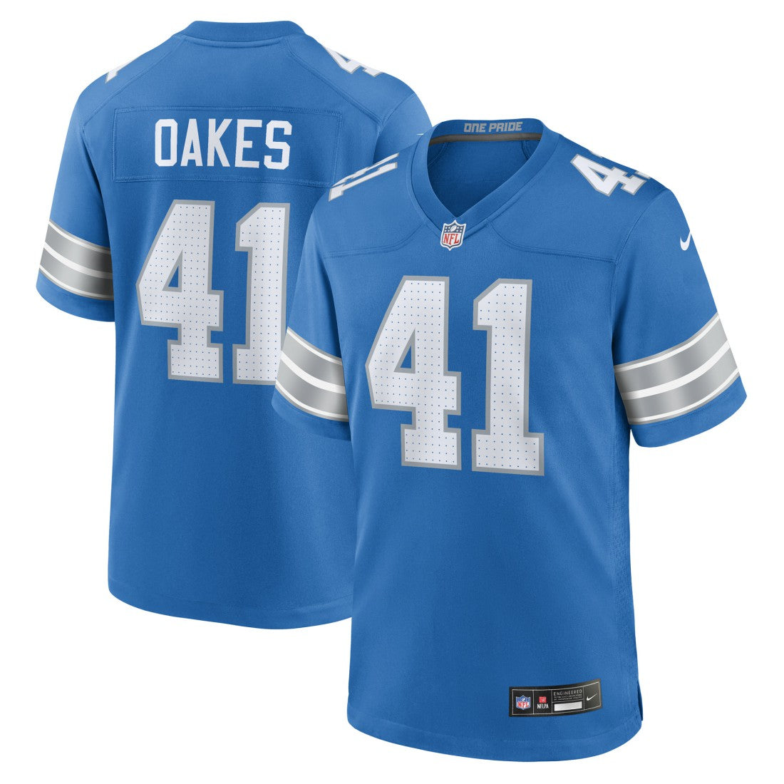 Gunnar Oakes Detroit Lions Team Game Jersey - Blue Jerseys
