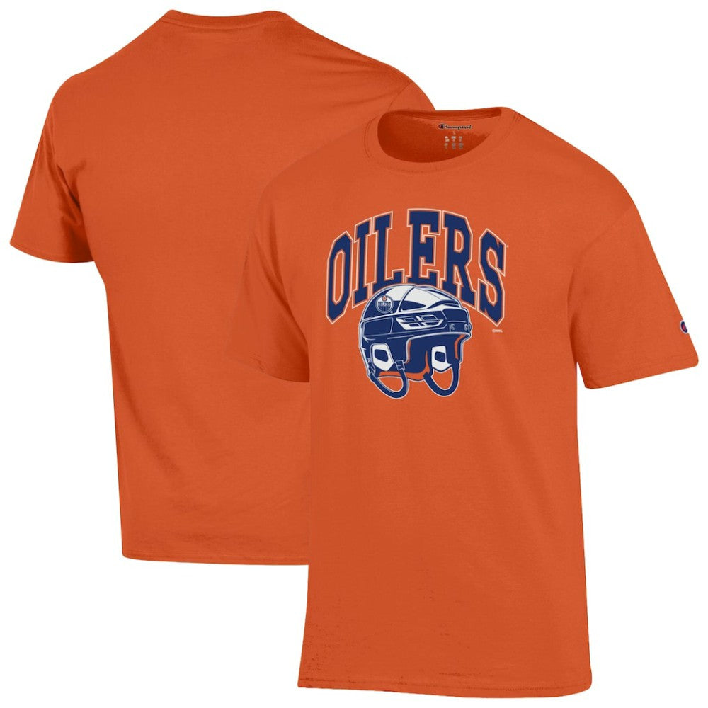 Edmonton Oilers Champion Helmet T-Shirt - Orange | US 203407093