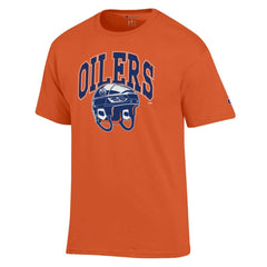 Edmonton Oilers Champion Helmet T-Shirt - Orange | US 203407093
