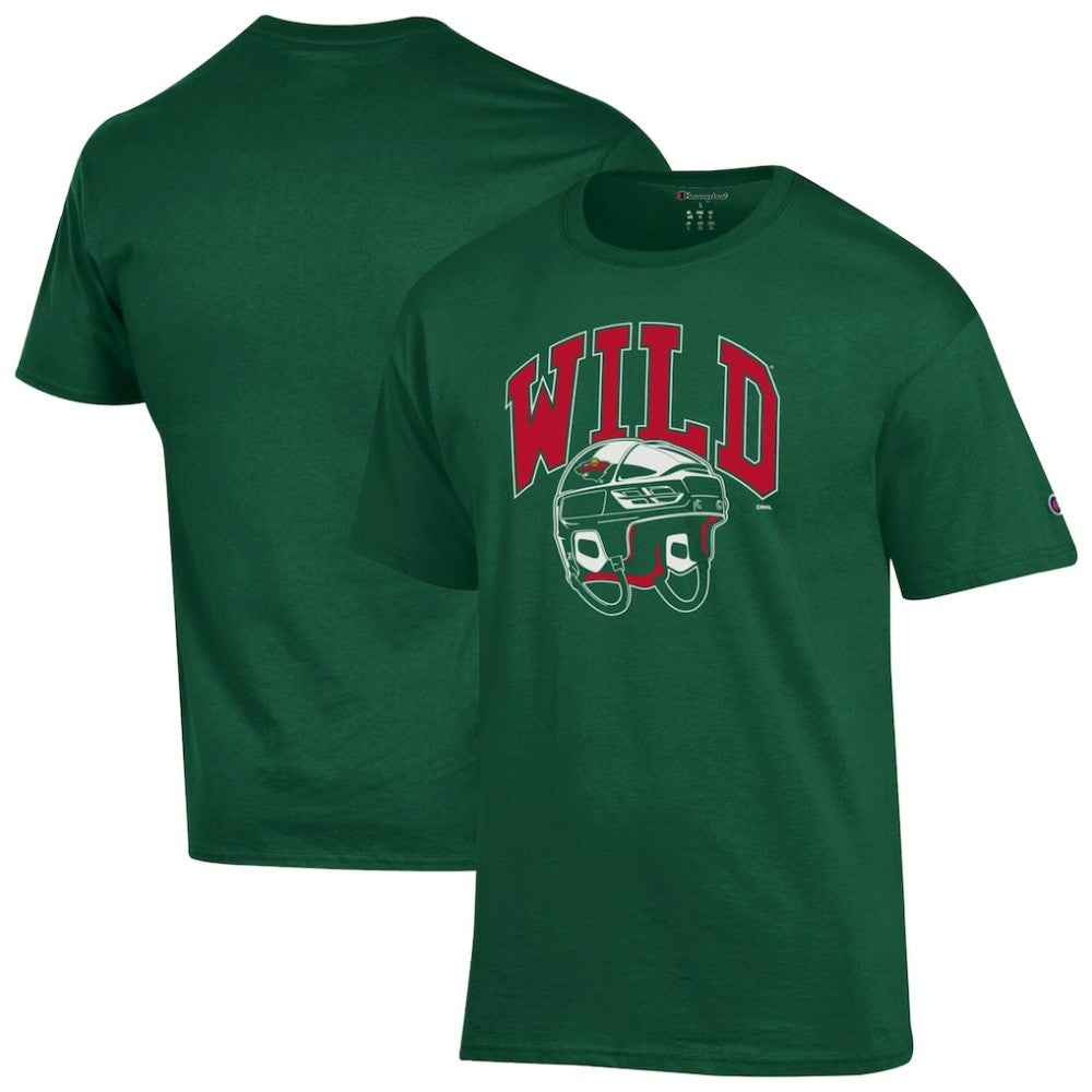 Minnesota Wild Champion Helmet T-Shirt - Green | US 203407097