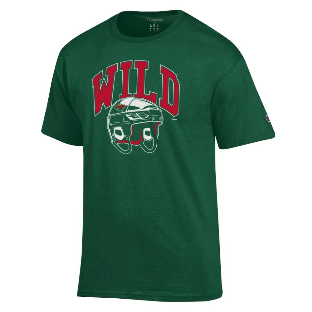 Minnesota Wild Champion Helmet T-Shirt - Green | US 203407097